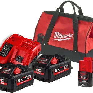 Milwaukee Zestaw akumulatorów HNRG-552 2x M18 5.5Ah szybka ładowarka akumulator M12 3.0Ah