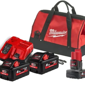 Zestaw akumulatorów Milwaukee M18 2x8.0Ah ładowarka M12-M18 akumulator M12 4.0Ah