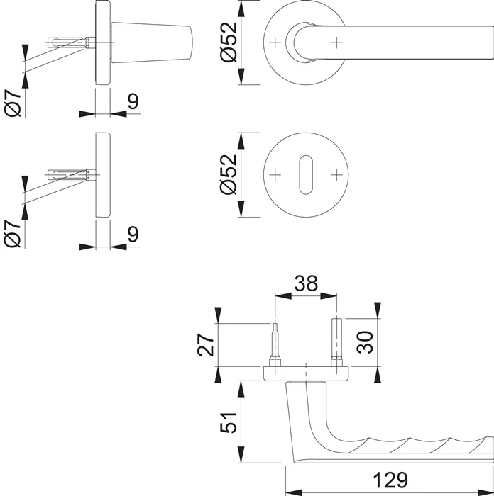 Zestaw aluminiowych rozet HOPPE Hamburg 1700 / 42KB/42KBS F9714M ( 3000203129 )