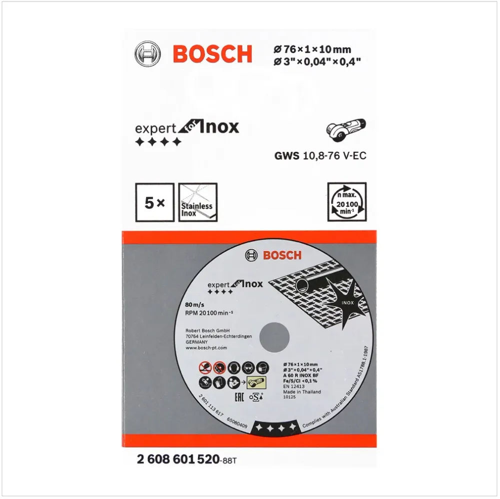 Tarcza tnąca Bosch Expert do INOX 5 szt. 76 mm do GWS 10,8-76 / 12V-76 ( 2608601520 ) Bosch Professional