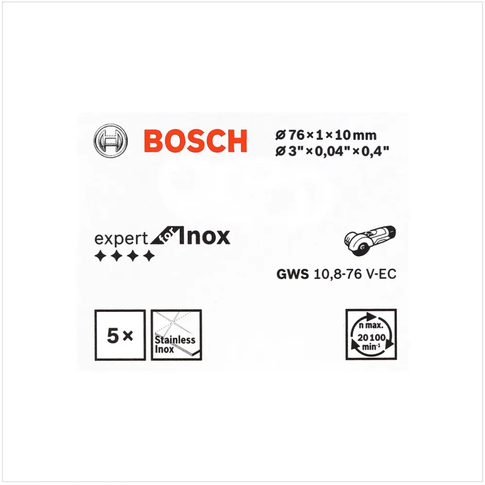 Tarcza tnąca Bosch Expert do INOX 5 szt. 76 mm do GWS 10,8-76 / 12V-76 ( 2608601520 ) Bosch Professional