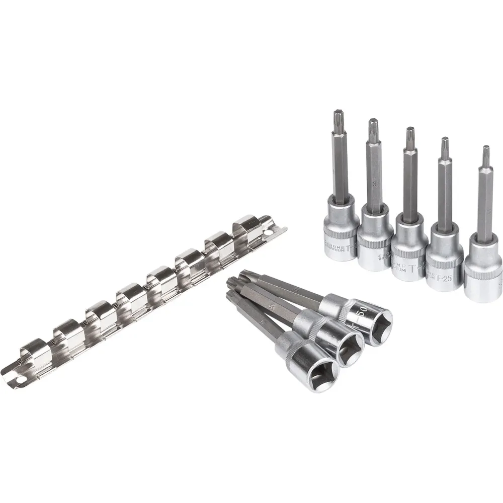Nasadki trzpieniowe torx T20-T50 100 mm 1/2" zestaw 8 szt. na listwie | C6923