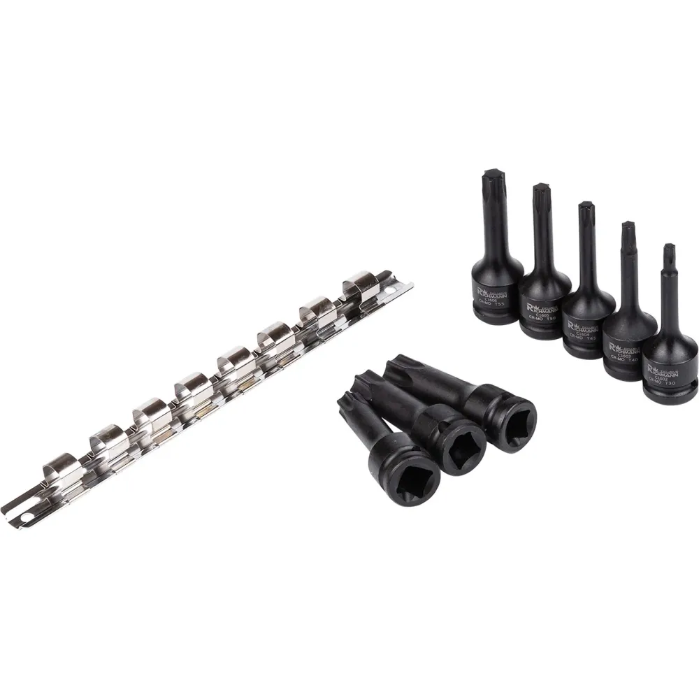 Nasadki trzpieniowe udarowe torx T30-T80 78 mm 1/2" zestaw 8 szt. na listwie | C6950