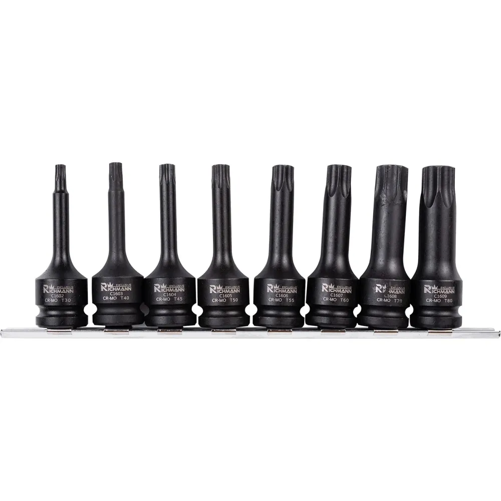 Nasadki trzpieniowe udarowe torx T30-T80 78 mm 1/2" zestaw 8 szt. na listwie | C6950