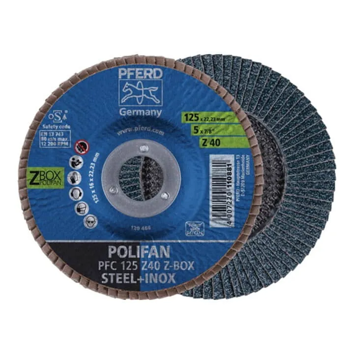 PFERD tarcza listkowa POLIFAN Z START STEELOX Ø 125 mm wielkość ziarna Z-60 stożkowa ( 4000843629 )