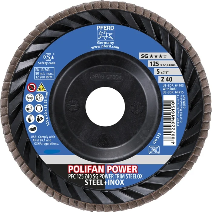 Tarcza listkowa PFERD TRIM STEELOX ( 8001720488 ) Ø 125 mm ziarnistość 40 PFC / B / T29