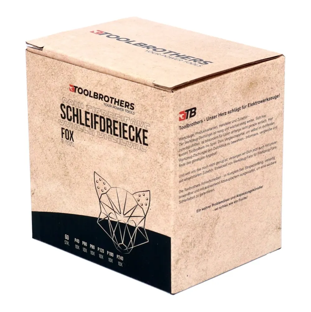 Toolbrothers FOX zestaw trójkątów szlifierskich Delta 93 x 93 x 93 mm rzep 6 otworów każdy 10x P40 / P60 / P80 / P120 / P1...