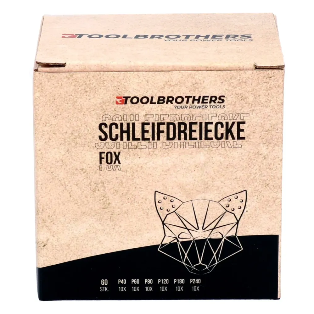 Toolbrothers FOX zestaw trójkątów szlifierskich Delta 93 x 93 x 93 mm rzep 6 otworów każdy 10x P40 / P60 / P80 / P120 / P1...