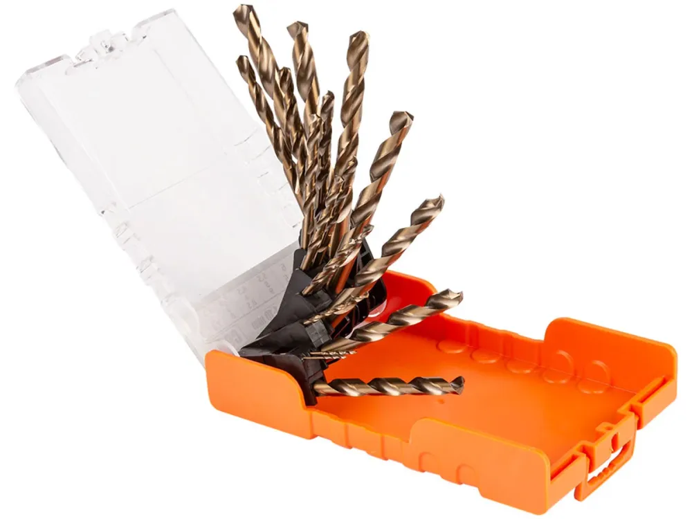 Wiertł do metalu kobaltowe 1-10 mm 19 elem. plastikowe pudełko | C9801