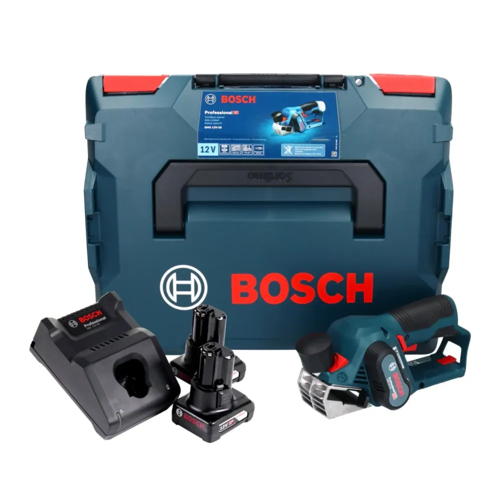 Bosch GHO 12V-20 Professional strugarka akumulatorowa 12 V bezszczotkowa + 2x akumulator 6,0 Ah + ładowarka + L-Boxx Bosch...