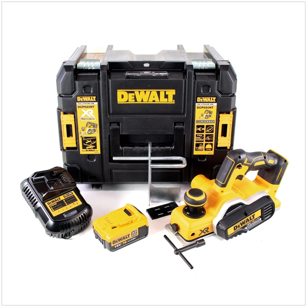 Strugarka akumulatorowa DeWalt DCP 580 M1 18V 82mm + 1x akumulator 4.0Ah + ładowarka + TSTAK