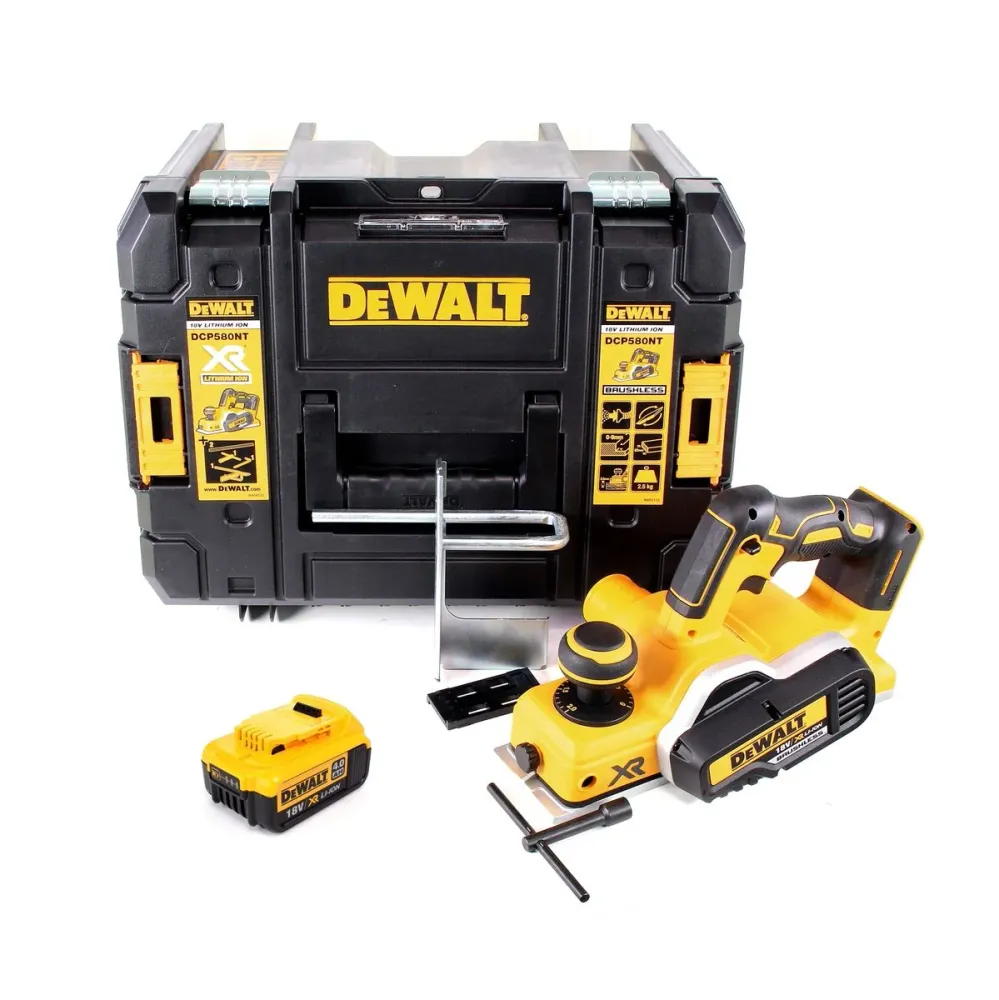 Strugarka akumulatorowa DeWalt DCP 580 NT 18V 82mm + 1x akumulator 4,0Ah + TSTAK - bez ładowarki