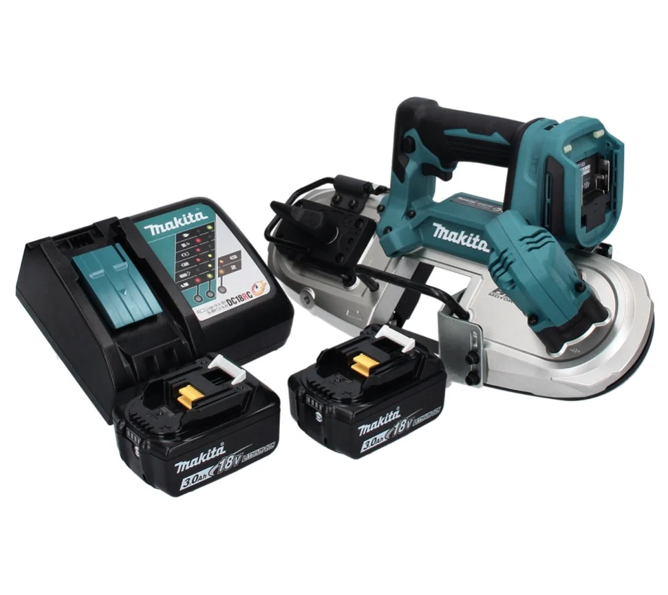 Makita DPB 183 RF akumulatorowa pił taśmowa 18 V 66 mm bezszczotkowa + 2x akumulator 3,0 Ah + ładowarka