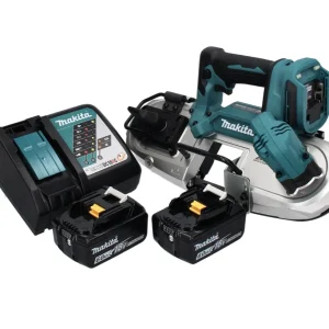Makita DPB 183 RG akumulatorowa pił taśmowa 18 V 66 mm bezszczotkowa + 2x akumulator 6,0 Ah + ładowarka