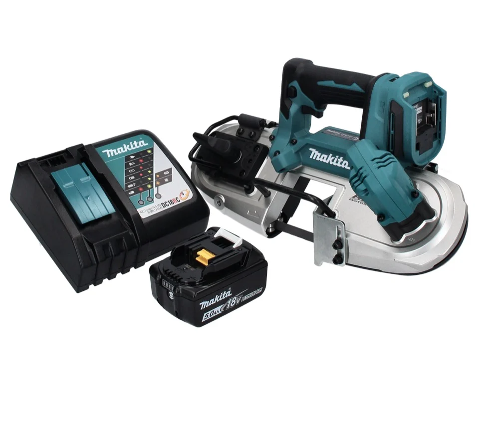Makita DPB 183 RT1 akumulatorowa pił taśmowa 18 V 66 mm bezszczotkowa + 1x akumulator 5,0 Ah + ładowarka