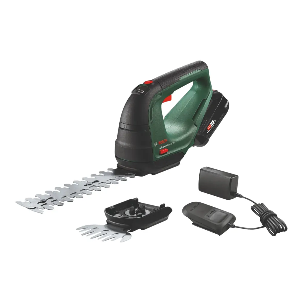 Bosch AdvancedShear 18V-10 Akumulatorowe nożyce do trawy i krzewów 18 V ( 0600857000 ) + 1x akumulator 2,0 Ah + ładowarka