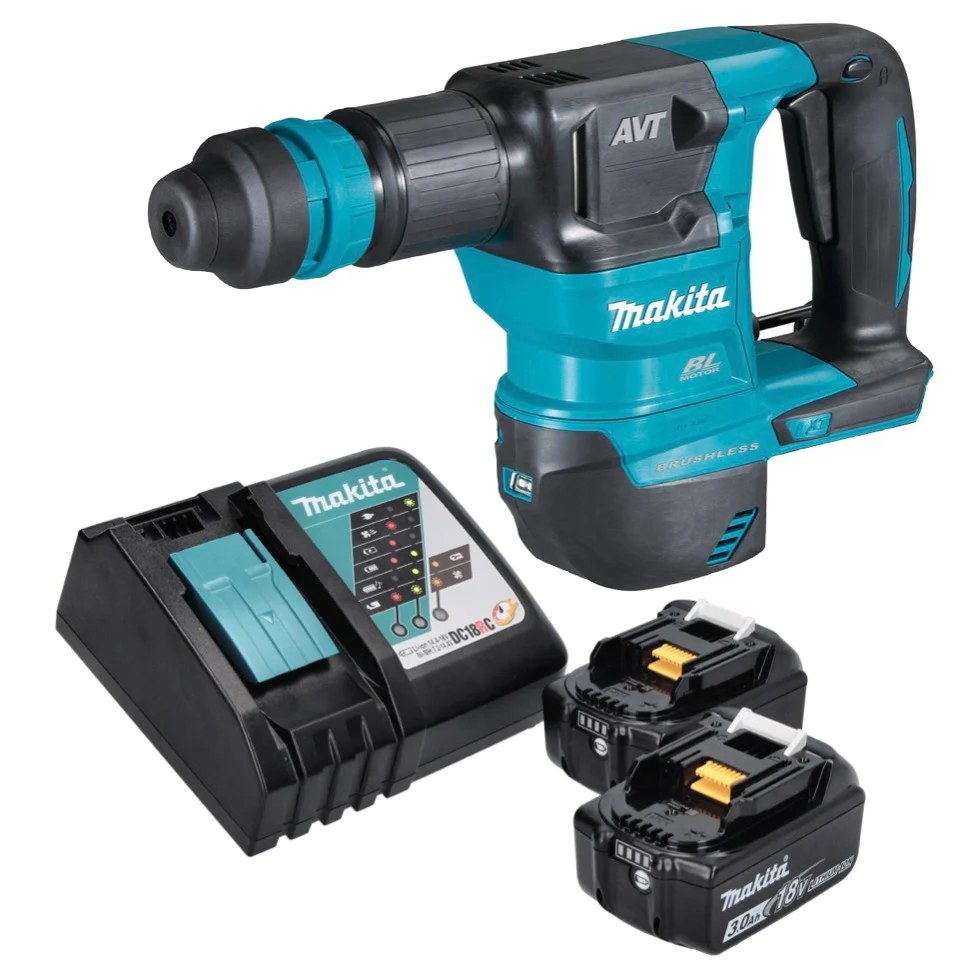 Akumulatorowy młot dłutujący Makita DHK 180 RF 18 V 3,1 J SDS Plus Brushless + 2x akumulator 3,0 Ah + ładowarka