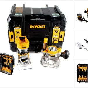 Akumulatorowa frezarka górnowrzecionowa DeWalt DCW 604 NT 18V 55mm + zestaw frezów 12 szt. w TSTAK - bez akumulatora i ład...