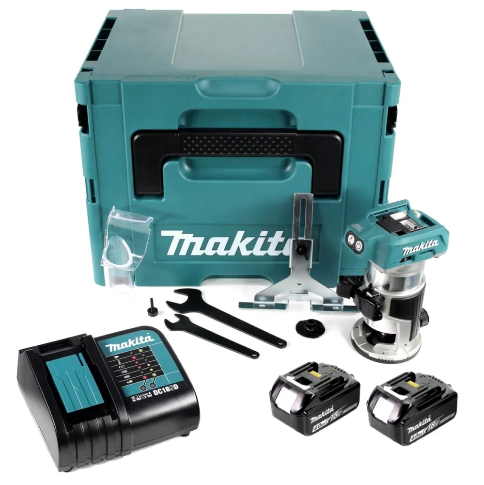 Makita DRT 50 RMJ akumulatorowa frezarka wielofunkcyjna 18V bezszczotkowa + 2x akumulator 4,0Ah + ładowarka + Makpac