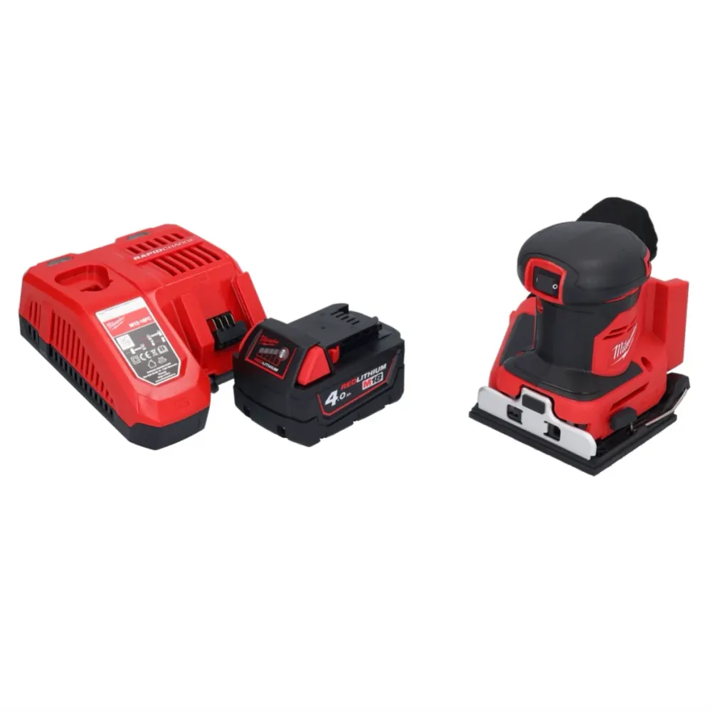Milwaukee M18 BQSS-401 akumulatorowa szlifierka oscylacyjna 18 V 113 x 104 mm bezszczotkowa + 1x akumulator 4,0 Ah + ładow...