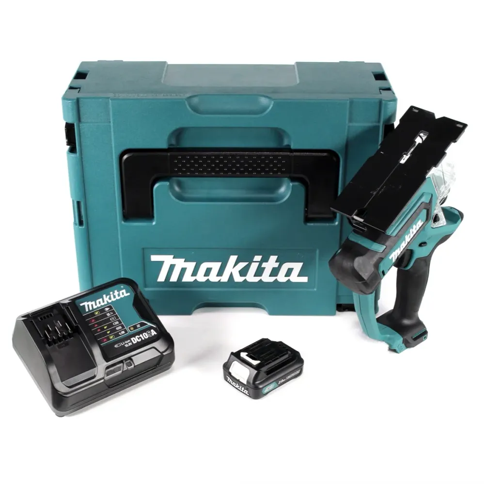 Makita SD 100 DSA1J 10,8 V akumulatorowa pilarka do płyt gipsowo-kartonowych w zestawie Makpac + 1x akumulator 2,0 Ah + ła...
