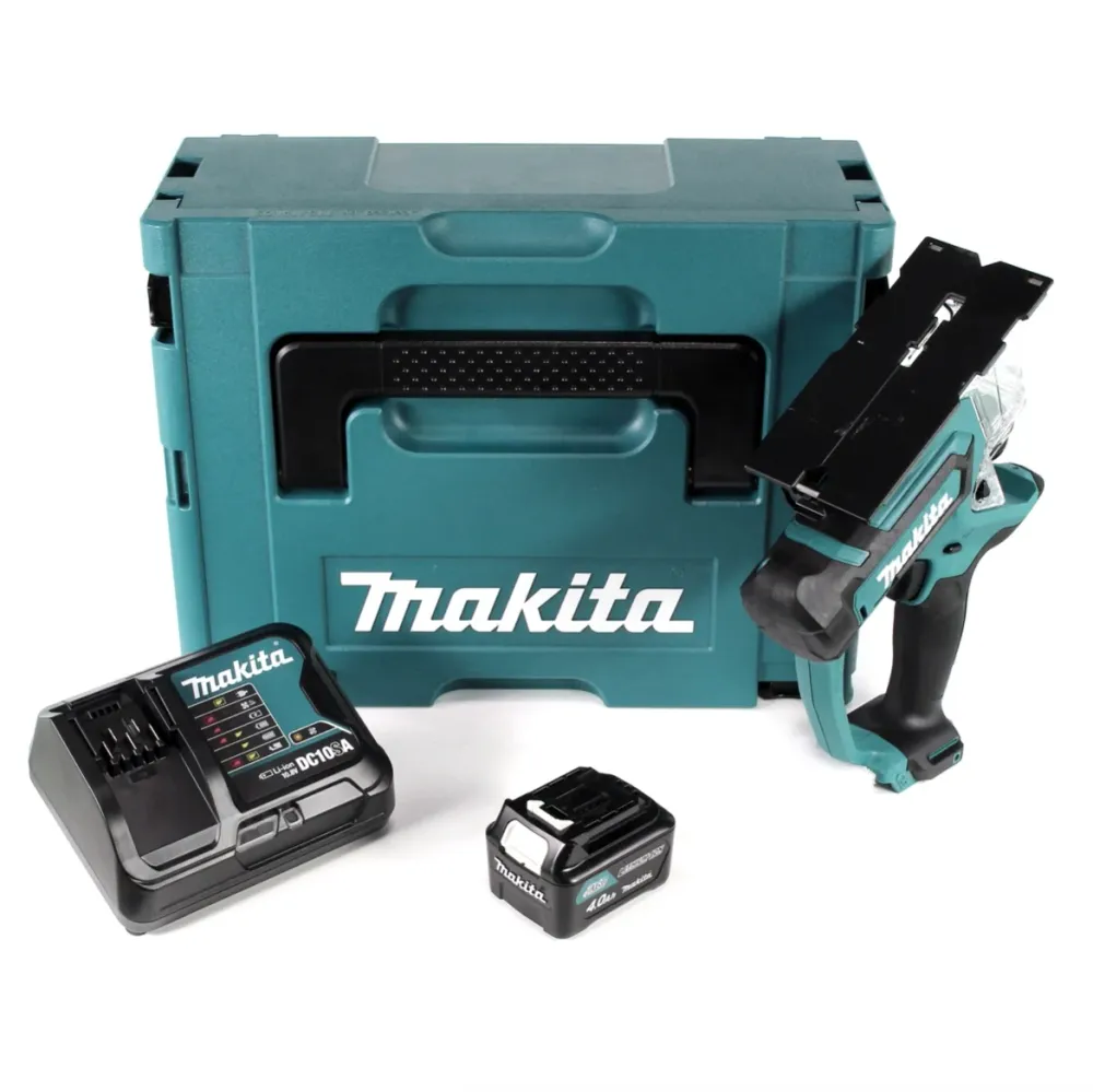Makita SD 100 DSM1J akumulatorowa pilarka do płyt gipsowo-kartonowych 10,8 V w zestawie Makpac + 1x akumulator 4,0 Ah + ła...