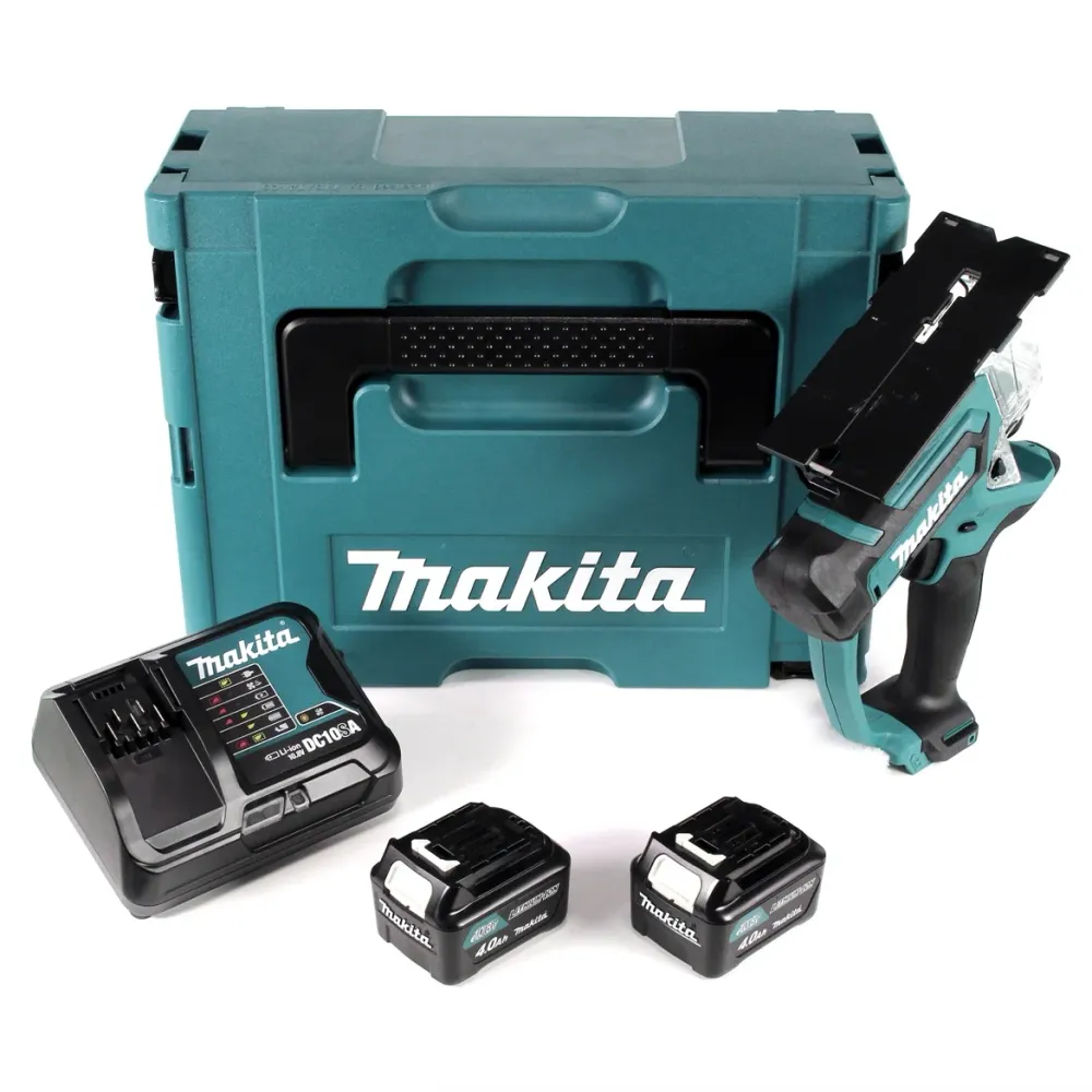 Makita SD 100 DSMJ akumulatorowa pilarka do płyt gipsowo-kartonowych 10,8 V w zestawie Makpac + 2x akumulator 4,0 Ah + ład...