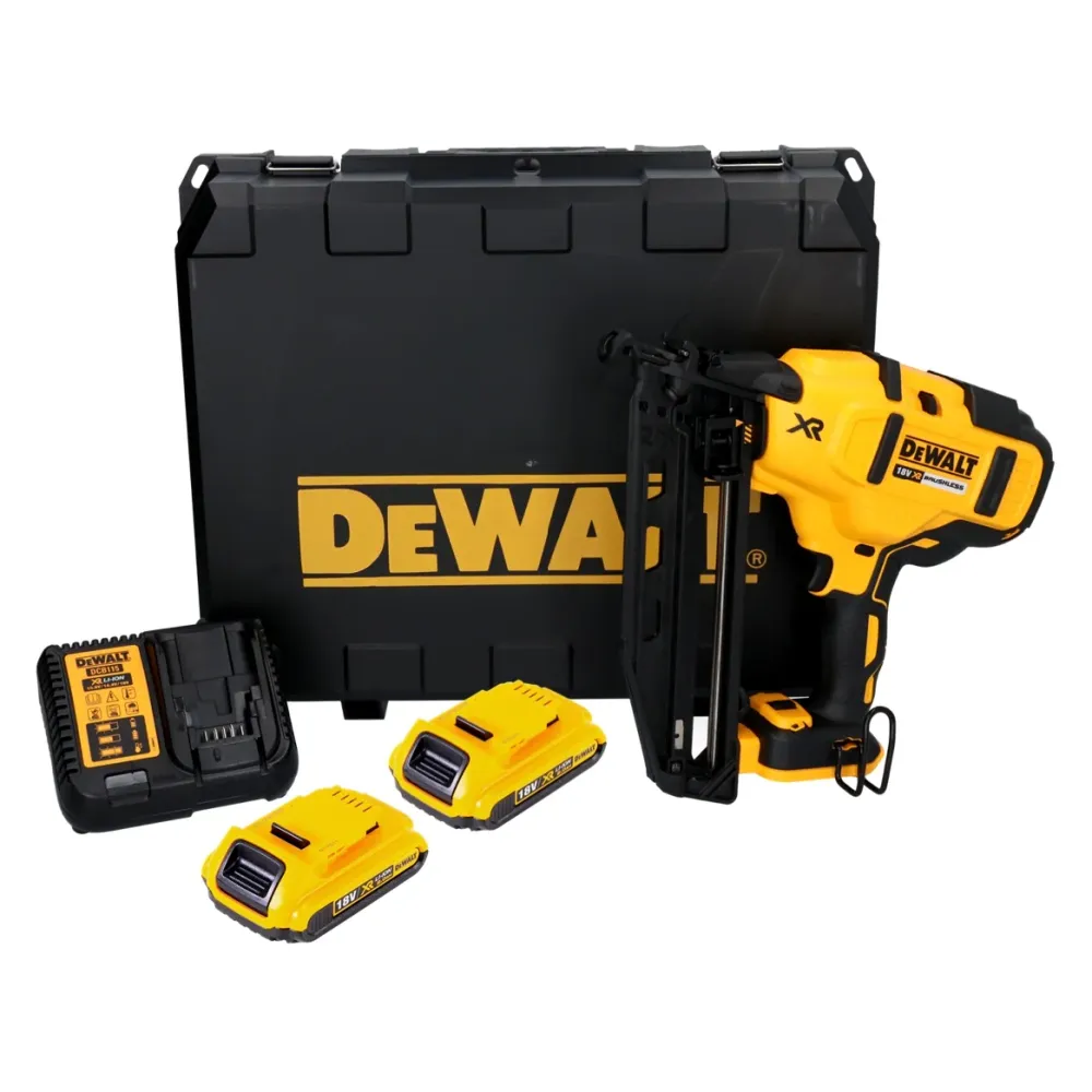 DeWalt DCN 660 D2 gwoździarka akumulatorowa 18 V 32 - 63 mm bezszczotkowa + 2x akumulator 2,0 Ah + ładowarka + walizka