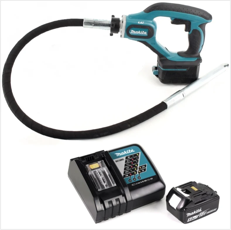 Makita DVR 450 RT1 akumulatorowa zagęszczarka do betonu 18V + 1x akumulator 5,0 Ah + ładowarka