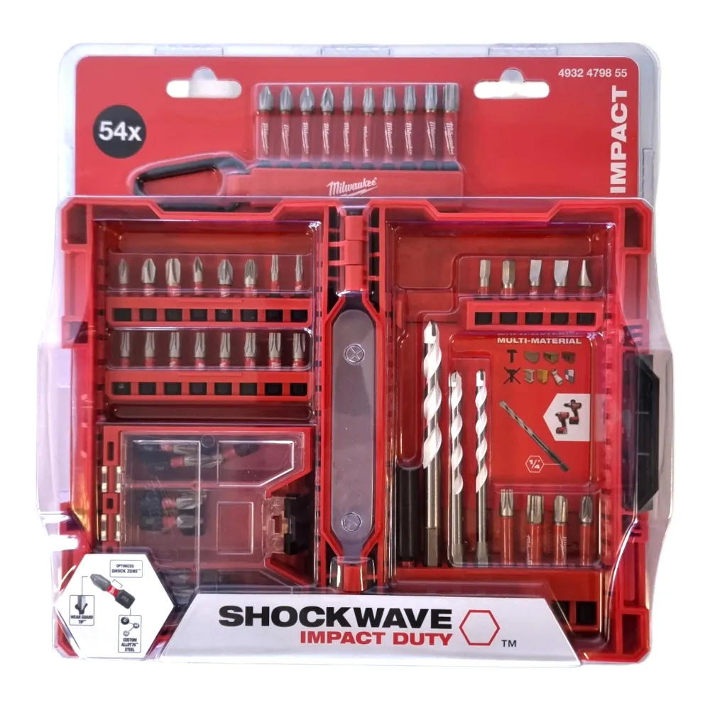 Zestaw bitów i wierteł Milwaukee Shockwave 54 szt. ( 4932479855 ) Phillips / Pozidriv / Torx / Hex / Slot