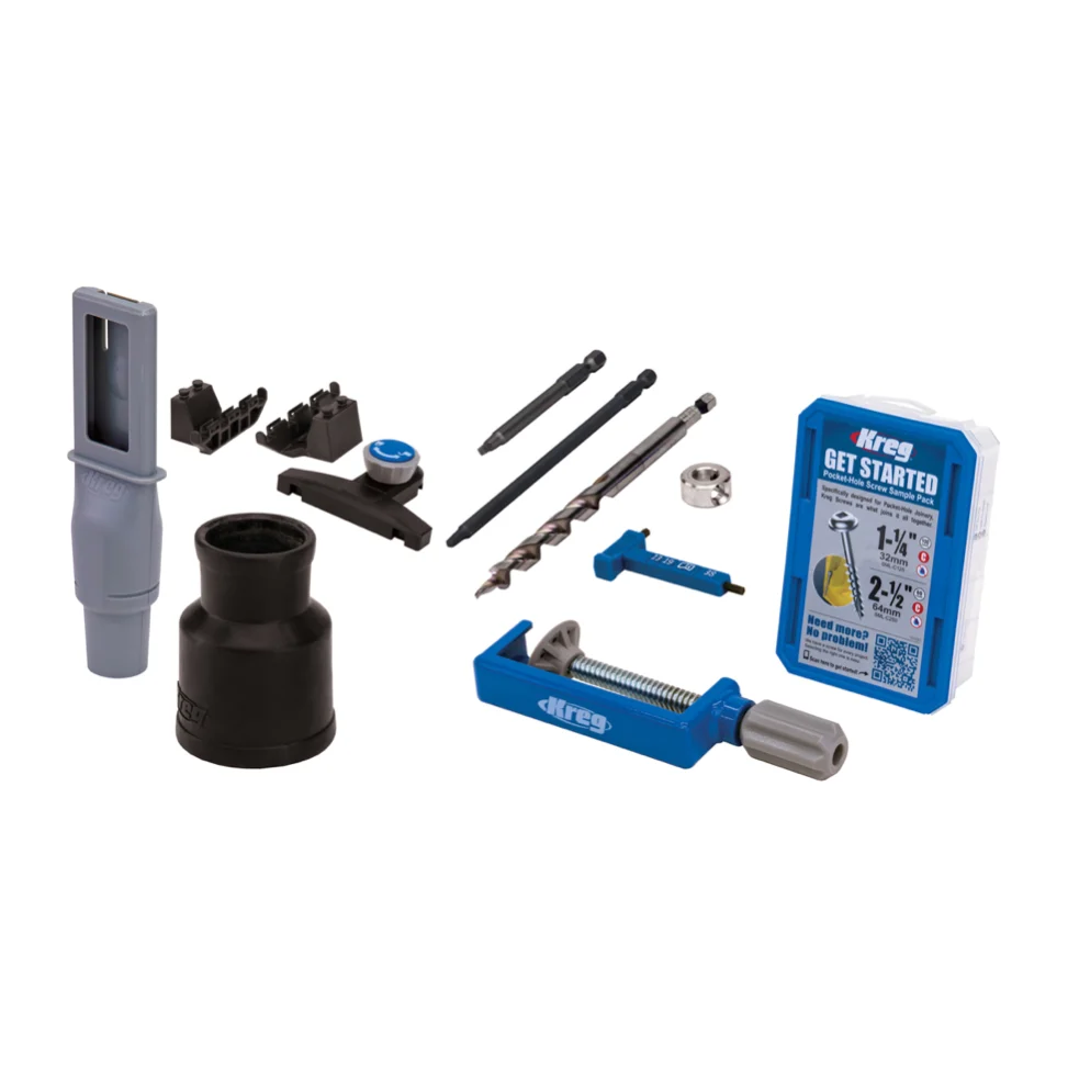 KREG Pocket Hole Jig 720 PRO przyrząd do wiercenia otworów w kieszeniach + stacja bazowa + mikrowiertarka + wiertło stopni...