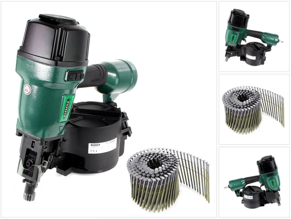 Prebena 7F-CNW90-S01 gwoździarka pneumatyczna do gwoździ spiralnych typu CNW od 45-90mm + Prebena CNW31/90BKRI gwoździe sp...