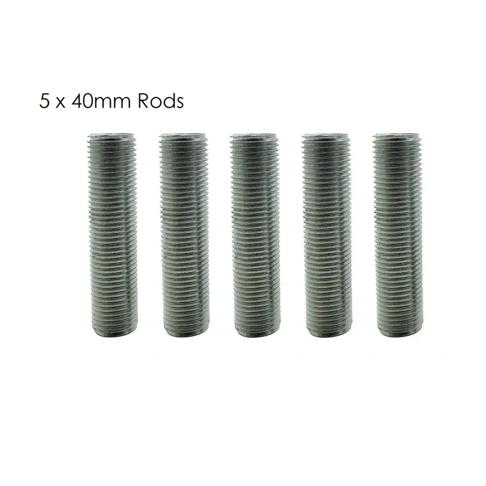 5pcs M10 Threaded Zinc Alloy Pipe Nipple Lamp Repair Part 40mm Long~2895
