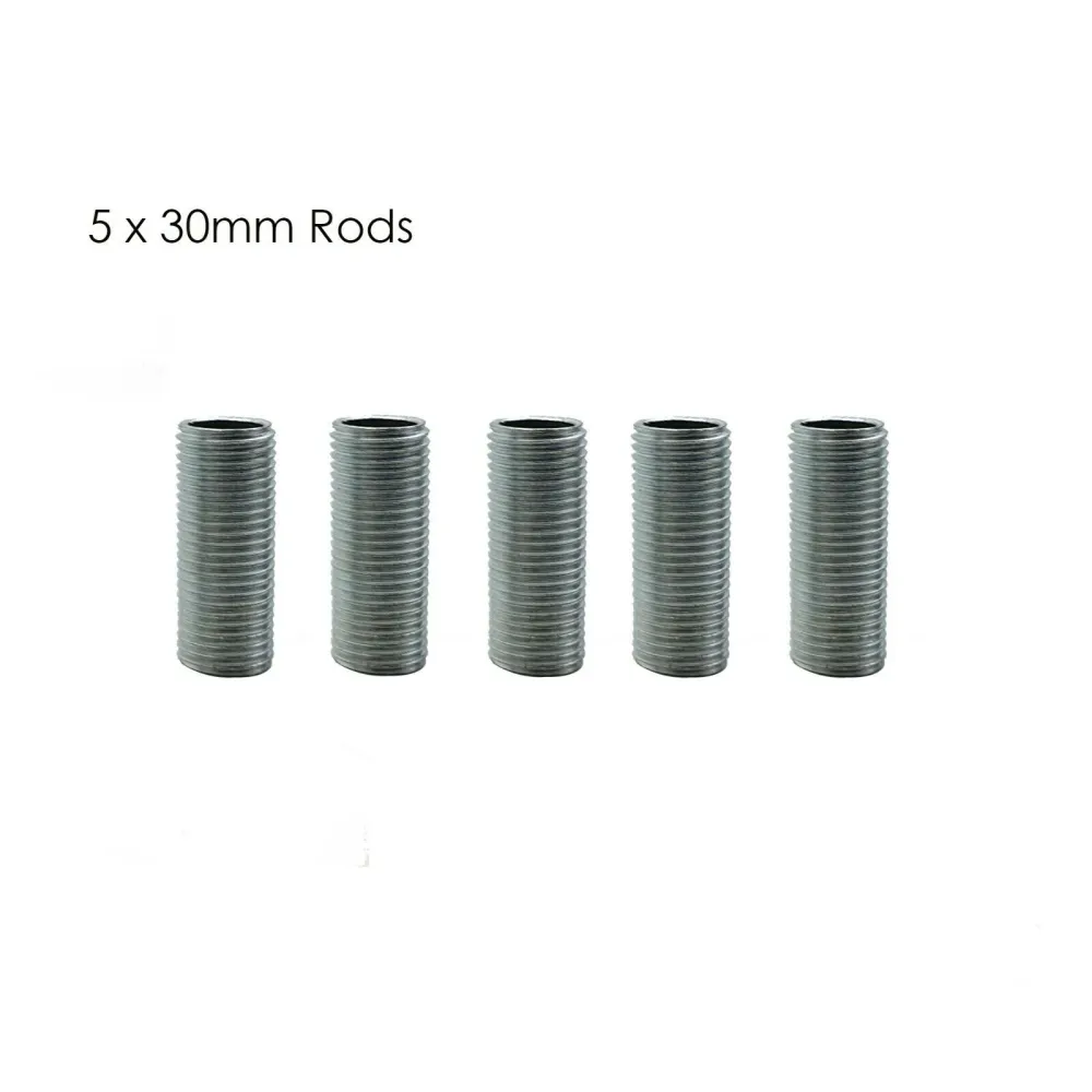 Threaded M10 Zinc Alloy 30mm Long Pipe Nipple Lamp Repair Part 5pcs~2897