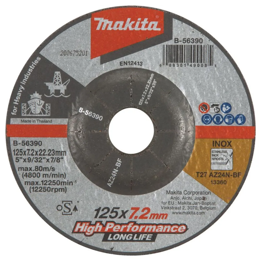 Tarcza szlifierska ze stali nierdzewnej Makita B-56390 125 mm AZ24N
