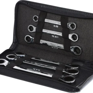 KS TOOLS GEARplus Doppel-Ratschenringschlüssel-Satz, 6-tlg Lederetui ( 503.4557 )