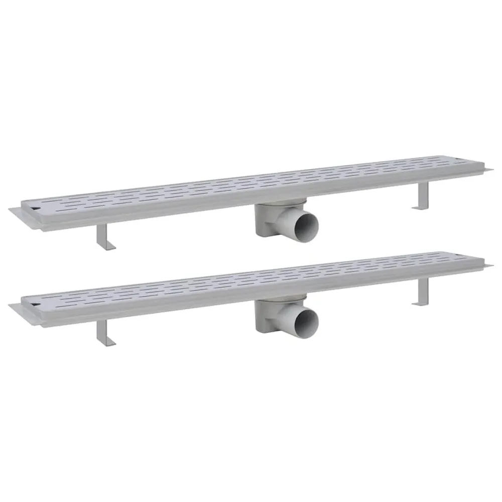 Doucheafvoer 2 st rechthoekig lijn 830x140 mm roestvrij staal