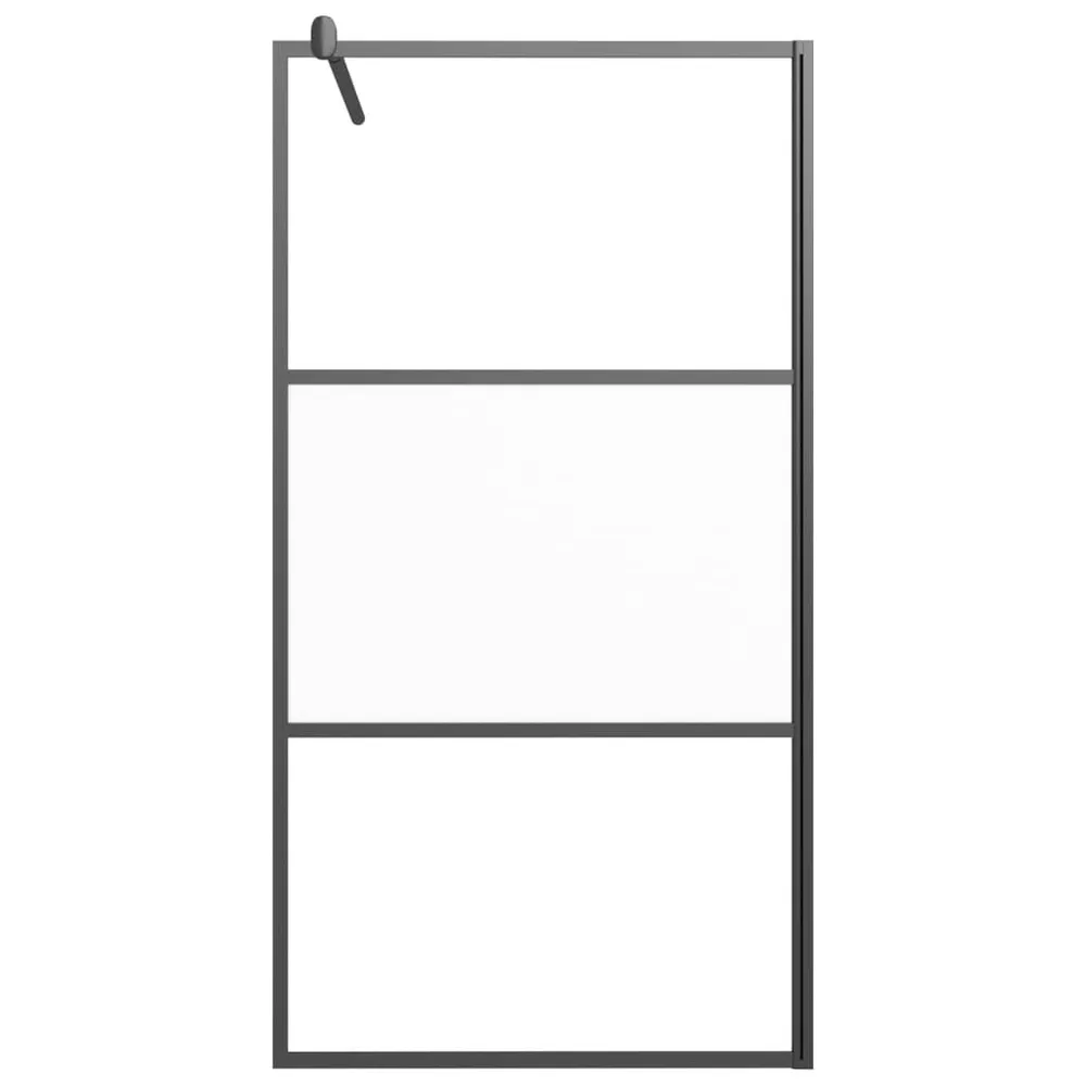 Inloopdouchewand 100x195 cm halfmat ESG-glas zwart