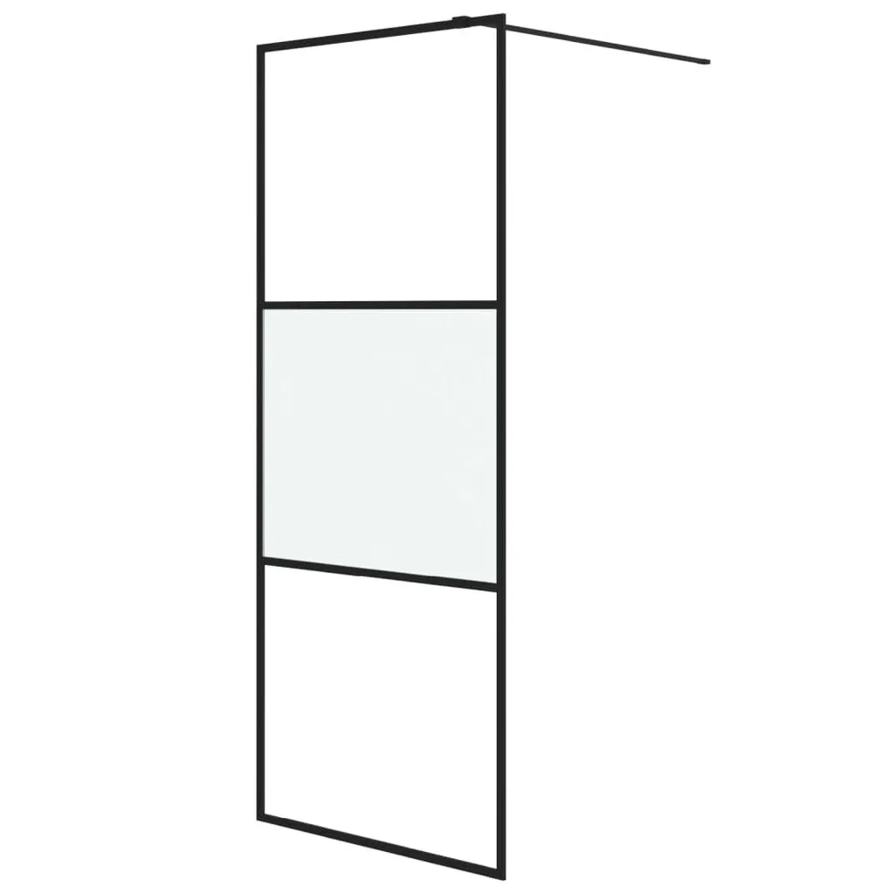 Inloopdouchewand 80x195 cm halfmat ESG-glas zwart