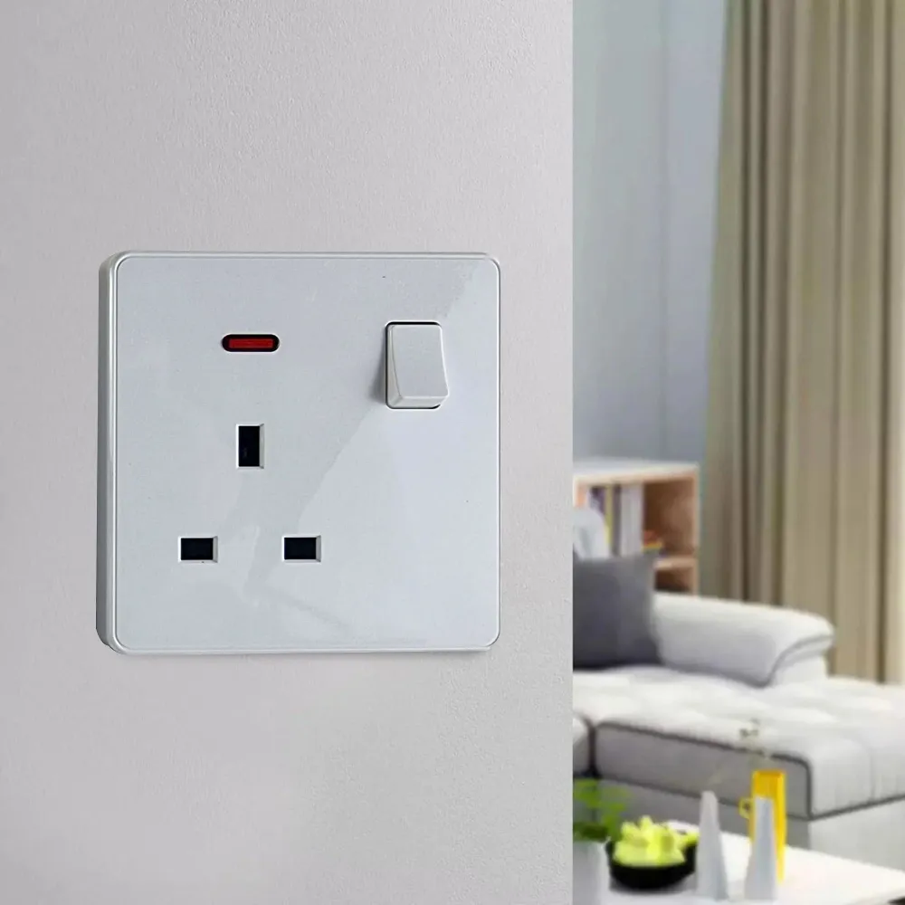 13Amp Single Switched wall plug socket ON/OFF Switch LED Indicator UK Stock~5859