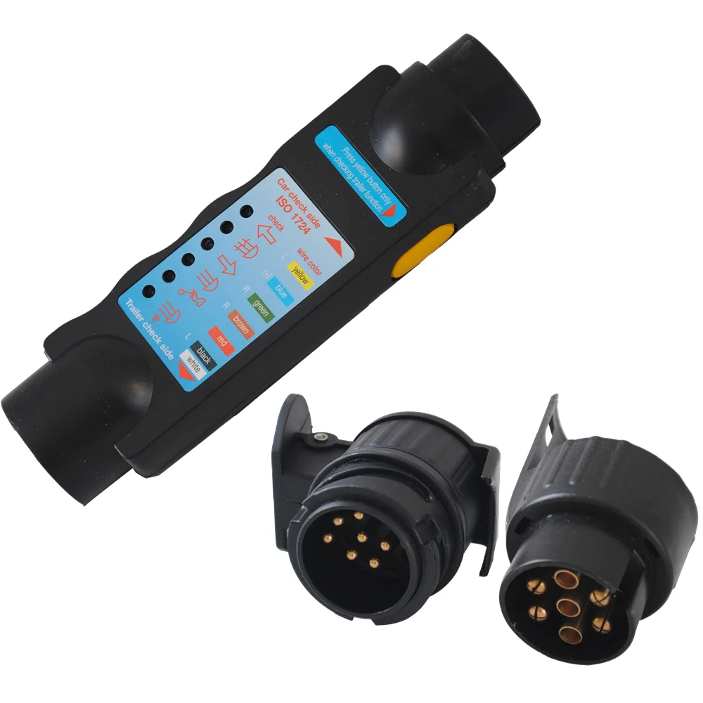 Elektryczna wtyczka przyczepy Tester gniazd 7 13 pin do samochodu ciężarówki z holowania adapter elektryczny