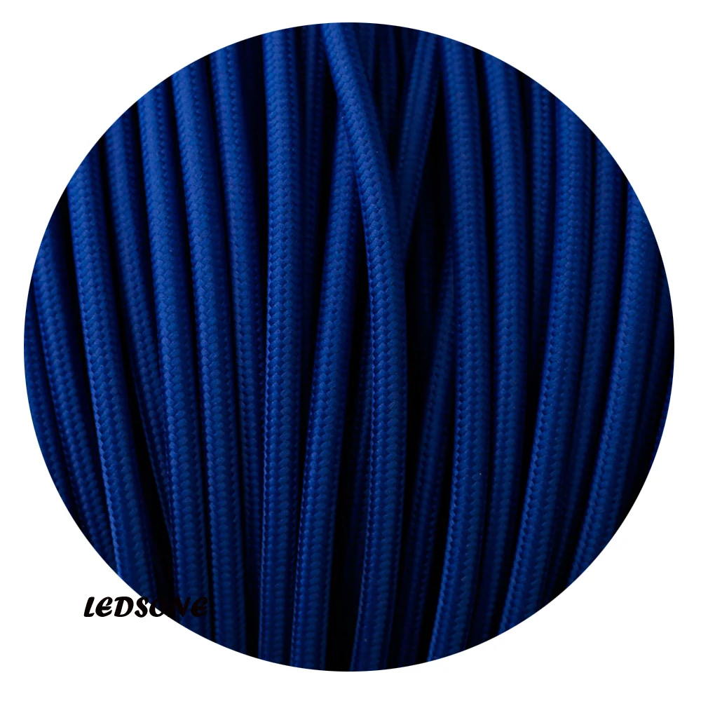 1M/5M/10M 3 Core 8A Round Dark Blue Fabric Lamp Cord Cable-0.75mm~3069
