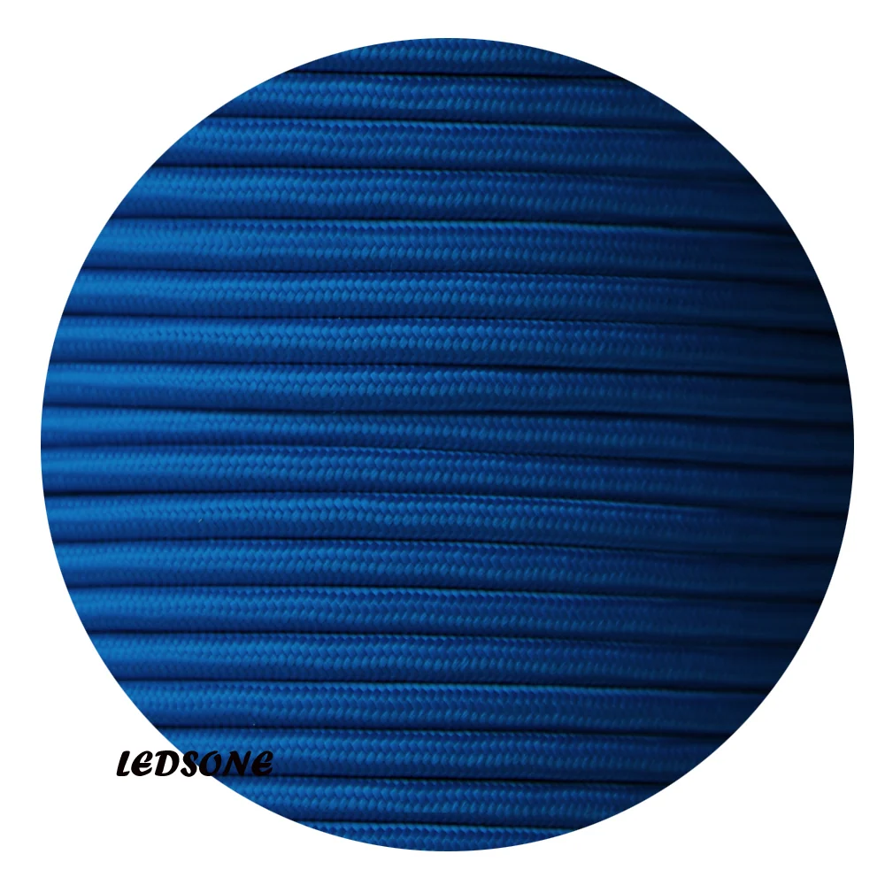 1M/5M/10M 3 Core 8A Round Dark Blue Fabric Lamp Cord Cable-0.75mm~3069