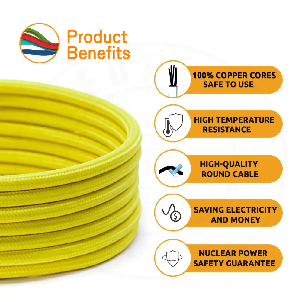 1M/5M/10M 3 Core Round Fabric Cable Light Brown Cable 0.75mm UK~3059