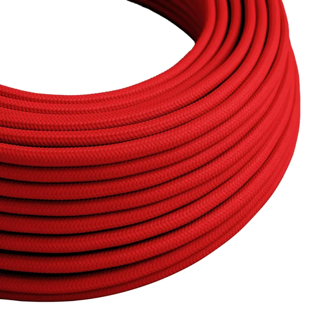 1M/5M/10M 3 core Round Vintage Braided Fabric Red Cable Flex 0.75mm~3226