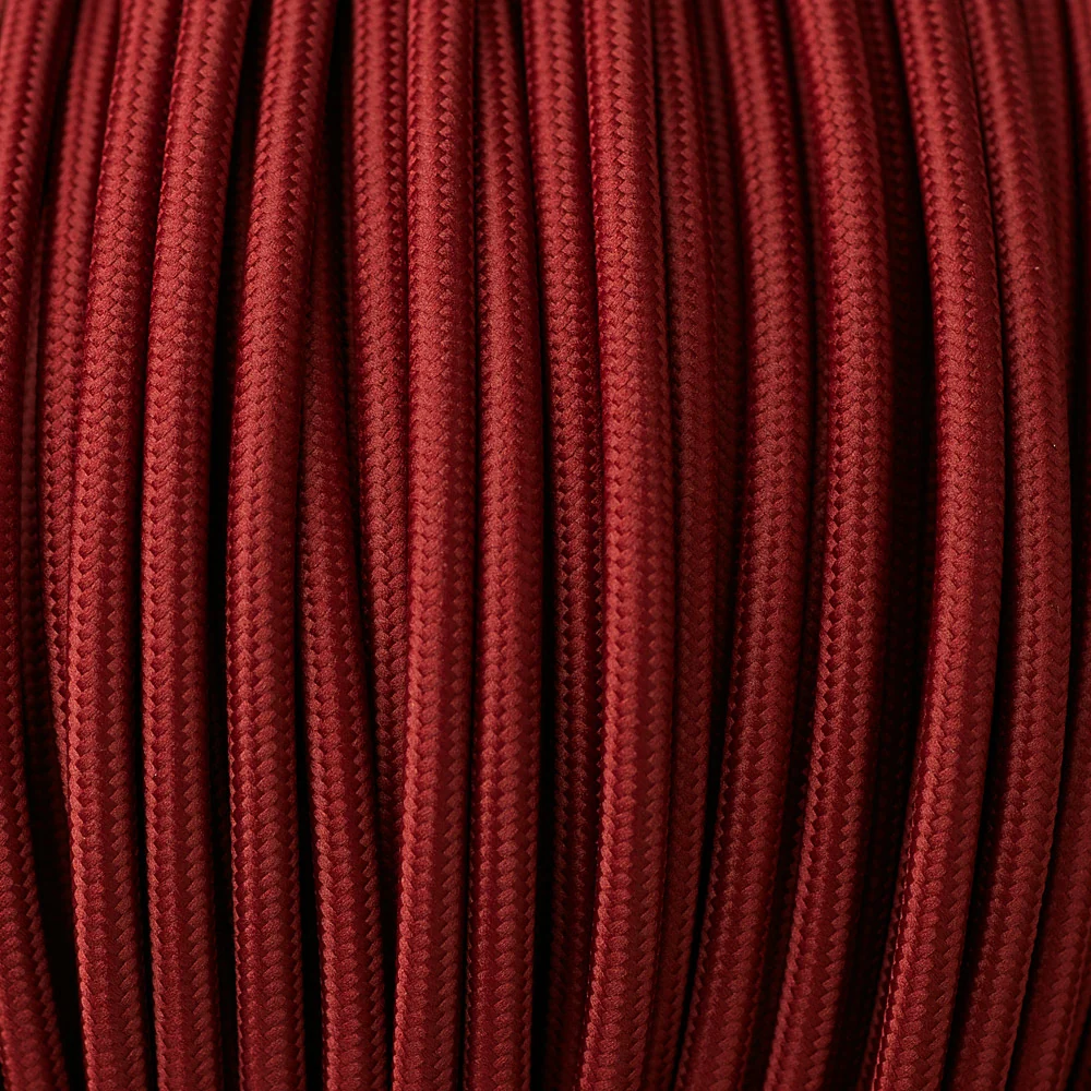 Burgundy 3 Core Round Fabric Lighting Cable Vintage 0.75mm Flex~3190