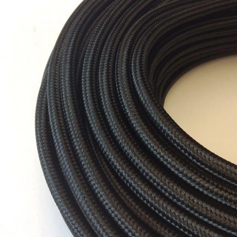 3 Core 8A Round Black Fabric Lamp Cord Cable-0.75mm~3187