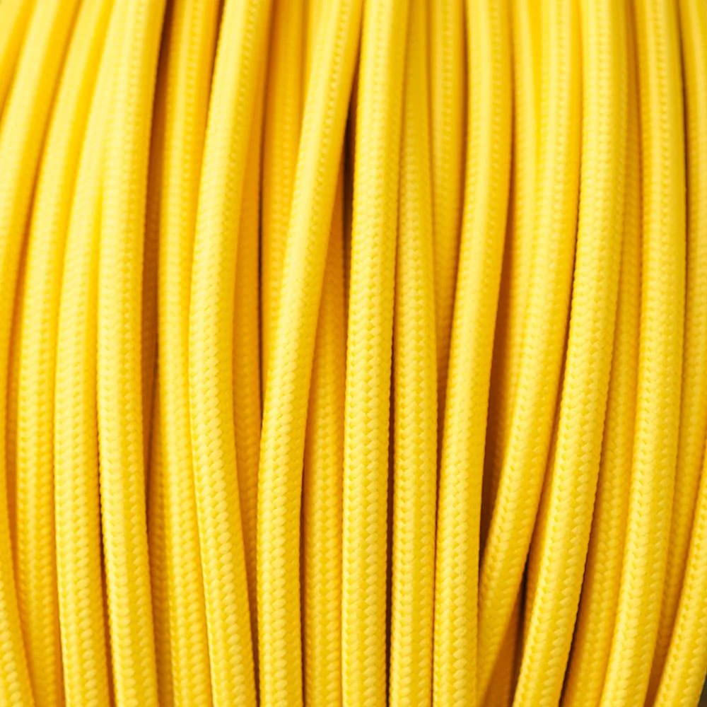 3 Core Yellow Round Fabric Lighting Cable -0.75mm² 1M/5M/10M/100M ~3048