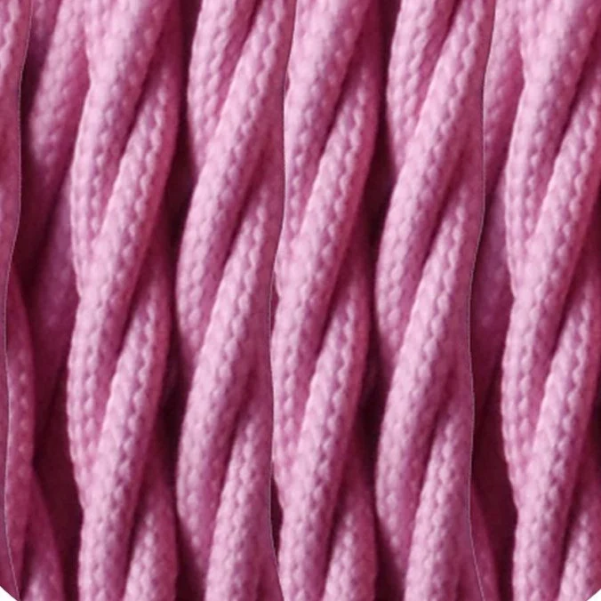 1M/5M/10M Baby Pink 3 Core Twisted Vintage Fabric Cable -0.75mm Flex ~6535 LEDSone UK Ltd