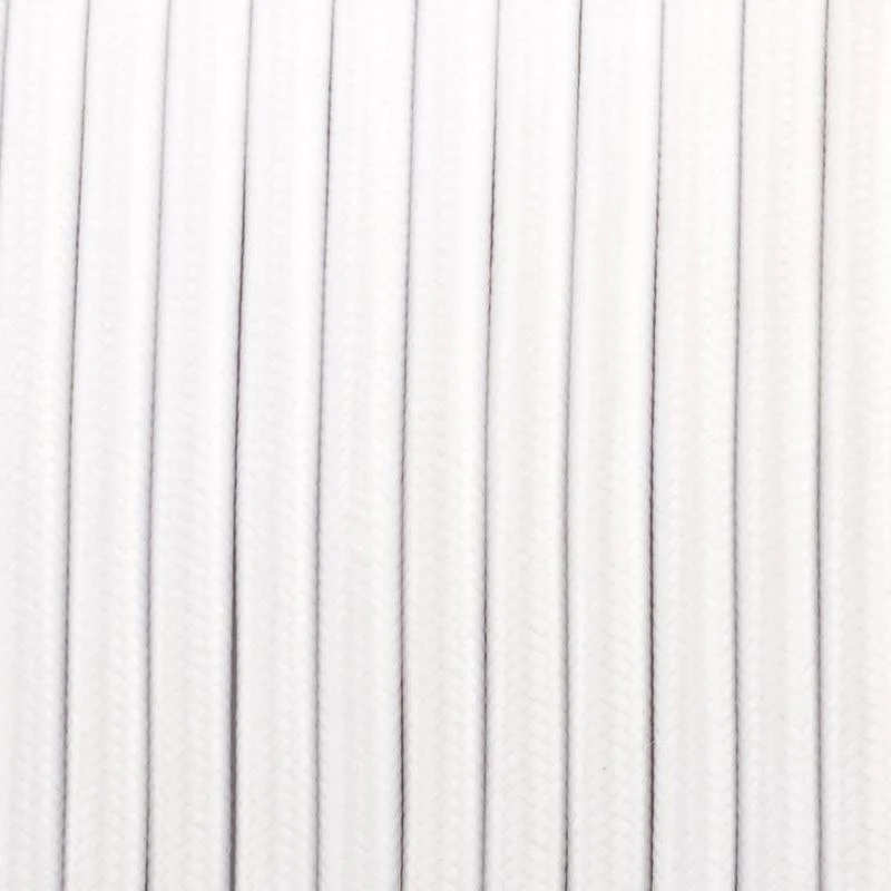 1m/5m/10m 2 Core Round Vintage Braided Fabric White Coloured Cable Flex 0.75mm~4746 LEDSone UK Ltd